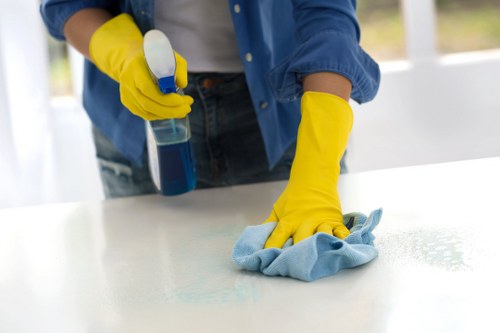 Technician using professional carpet cleaning equipment during a safe work process